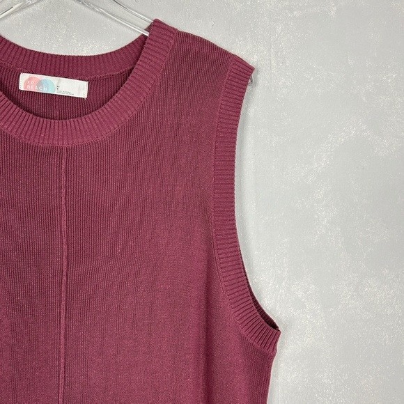 Free People beach size L sleeveless ribbed maxi dress pink side slit crewneck - Picture 5 of 10